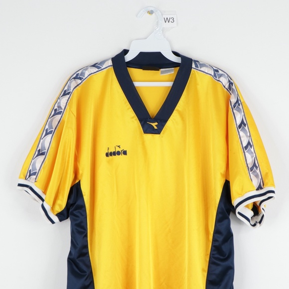 Diadora Shirts Vintage 9s Diadora Taped Logo Soccer Jersey Gold